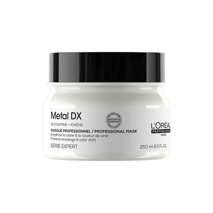 L’Oréal Professionnel Metal DX Anti-Deposit Protector Hair Mask - 250ml | Professional Mask for Less Breakage, Get Strong & Shiny Hair | With Glicoamine | For Men & Women