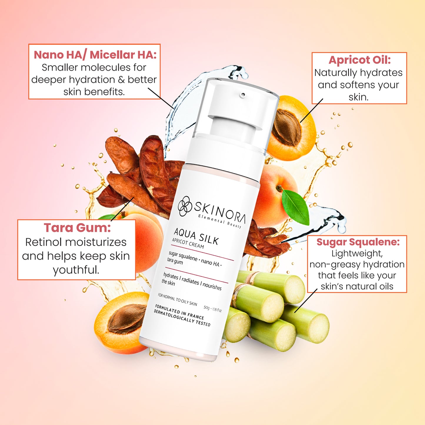 skinora aqua silk apricot cream