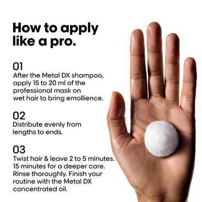 L’Oréal Professionnel Metal DX Anti-Deposit Protector Hair Mask - 250ml | Professional Mask for Less Breakage, Get Strong & Shiny Hair | With Glicoamine | For Men & Women