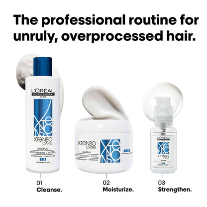 L'Oréal Professionnel Xtenso Care Shampoo for Frizz-Free, Smooth & Manageable Hair 250ml | Enriched with Pro Keratin & Incell | For Men & Women | Unruly, Unmanageable Hair
