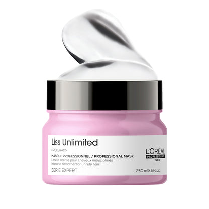 L'Oréal Professionnel Liss Unlimited Mask for Frizzy & Unruly Hair - 250ml | Intensive Smoothing Mask for Frizz-Control | Enriched with Pro-Keratin | Increases Softness & Shine