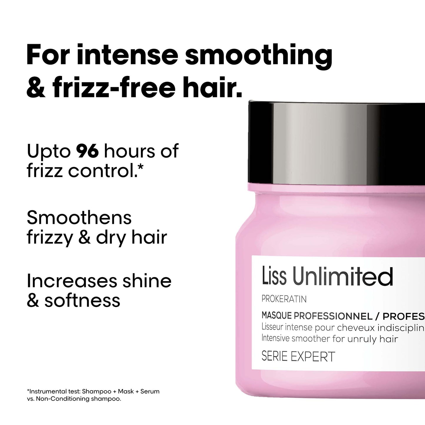 l'oréal professionnel liss unlimited mask for frizzy & unruly hair - 250ml | intensive smoothing mask for frizz-control | enriched with pro-keratin | increases softness & shine