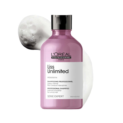 L'Oréal Professionnel Liss Unlimited Shampoo for Frizzy & Unruly Hair - 300ml | Intensive Smoothing Shampoo for Frizz-Control | Enriched with Pro-Keratin | Increases Softness & Shine