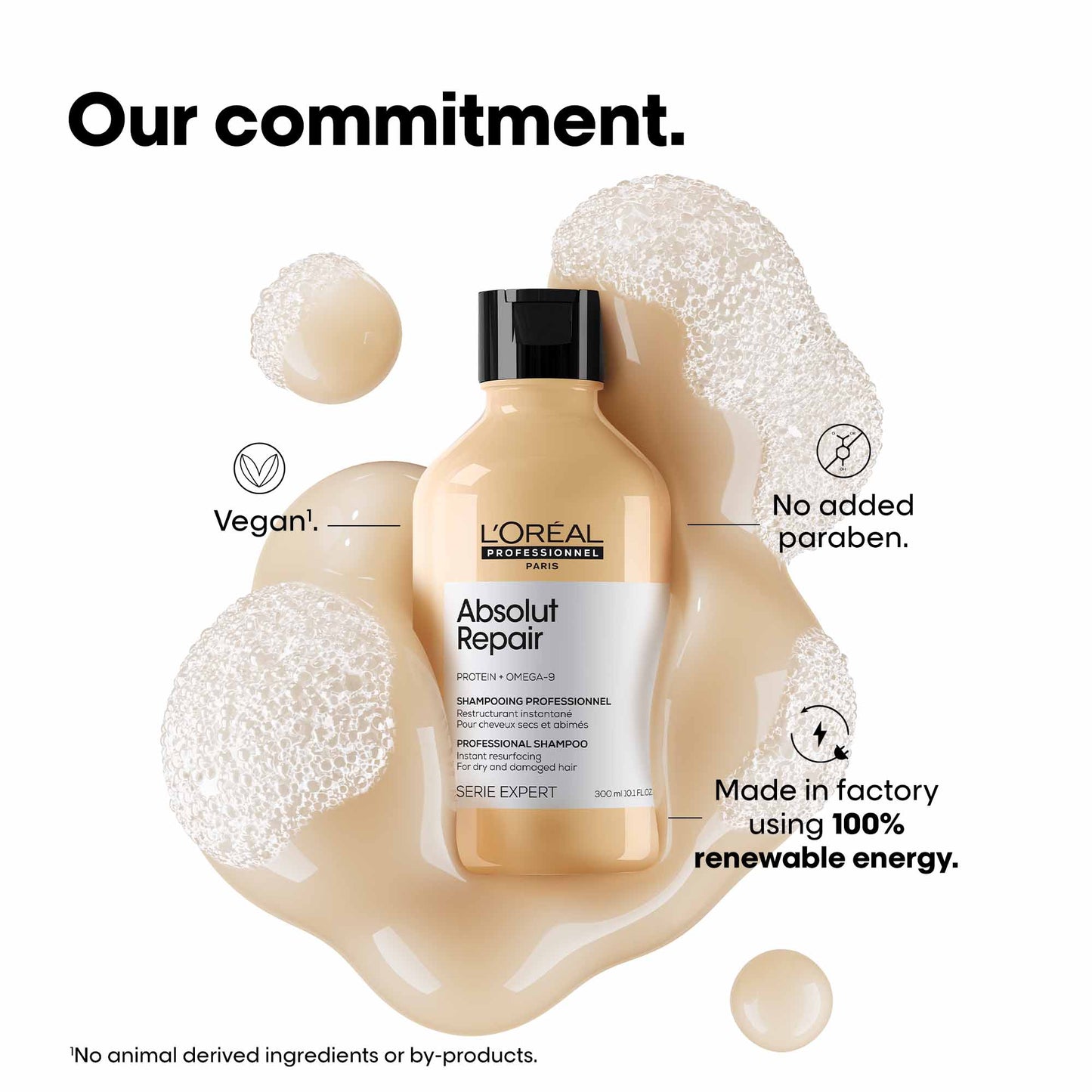 l'oréal professionnel absolut repair shampoo for dry & damaged hair - 300ml | professional shampoo for strengthening and repairing hair, with protein & omega-9, for men & women