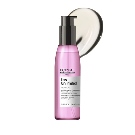 L'Oréal Professionnel Liss Unlimited Leave-In Hair Serum for Frizzy & Unruly Hair - 125ml | Intensive Smoothing Serum for Frizz-Control | Enriched with Primrose Oil | Increases Softness & Shine