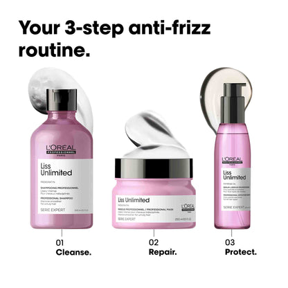 L'Oréal Professionnel Liss Unlimited Leave-In Hair Serum for Frizzy & Unruly Hair - 125ml | Intensive Smoothing Serum for Frizz-Control | Enriched with Primrose Oil | Increases Softness & Shine