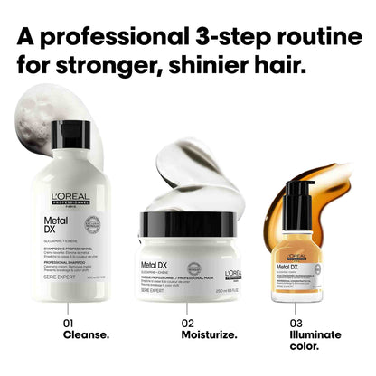 L’Oréal Professionnel Metal DX Anti-Deposit Protector Hair Mask - 250ml | Professional Mask for Less Breakage, Get Strong & Shiny Hair | With Glicoamine | For Men & Women