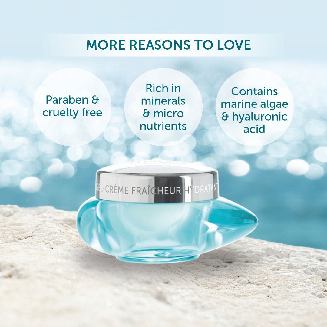 thalgo hydrating cooling gel-cream - refreshing face gel with long-lasting hydration and soothing texture for ultimate comfort - 50ml