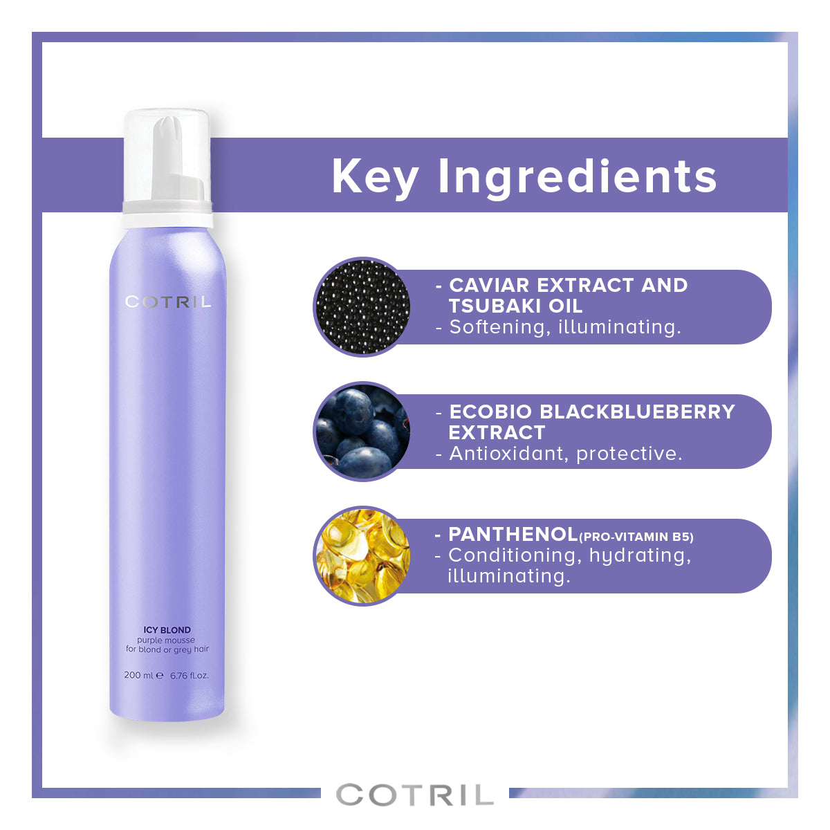 cotril icy blond - purple mousse for blond or grey hair 200 ml