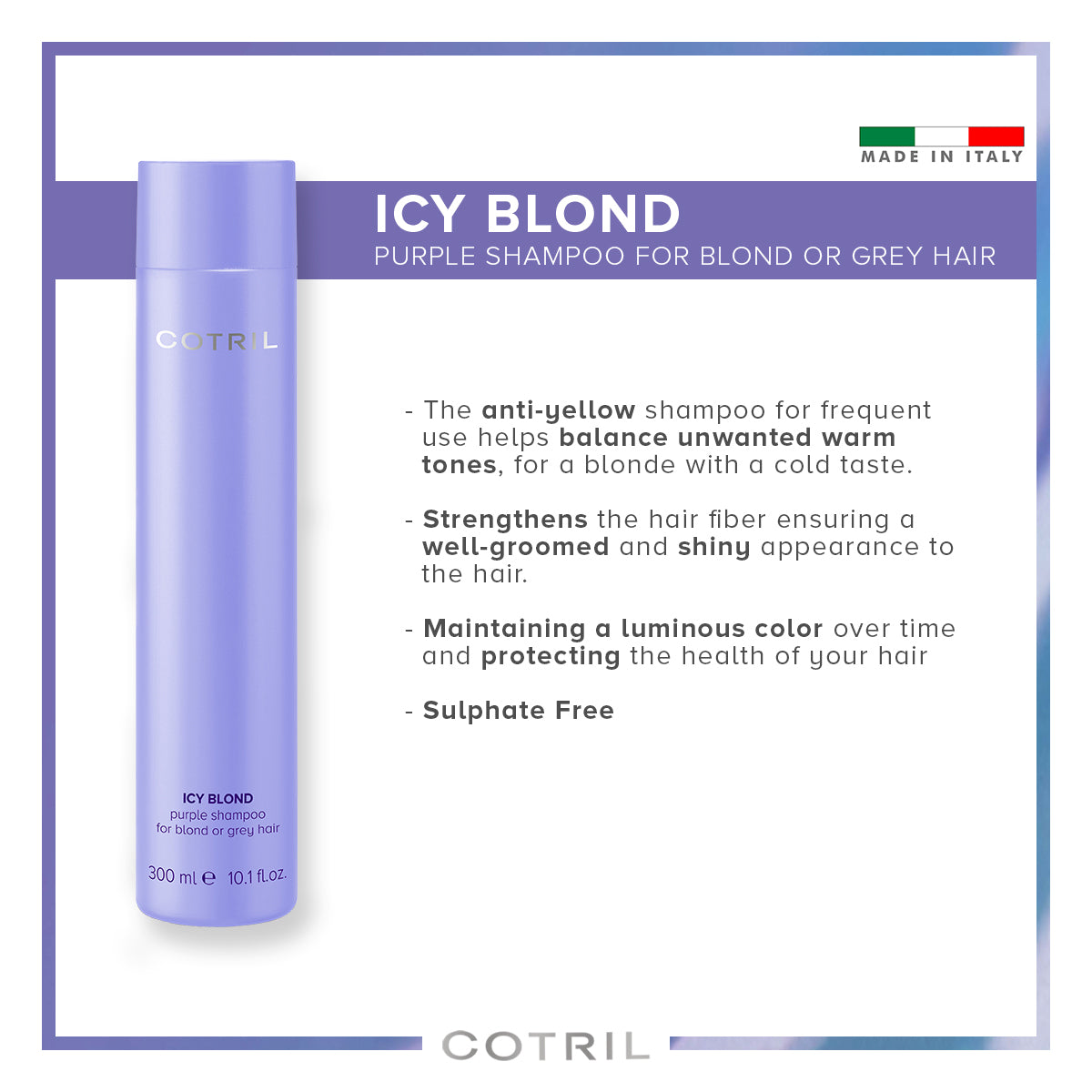 cotril icy blond - purple shampoo for blond or grey hair 300 ml