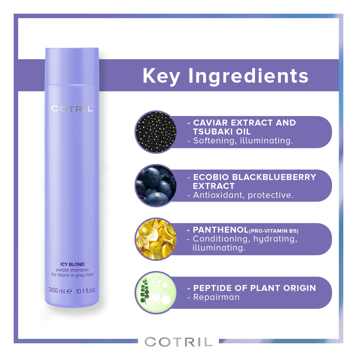 cotril icy blond - purple shampoo for blond or grey hair 300 ml