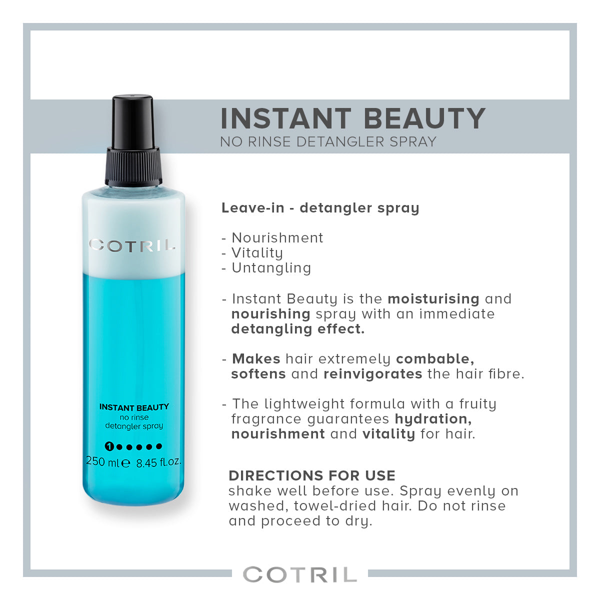cotril instant beauty  - no rinse detangler spray 250 ml