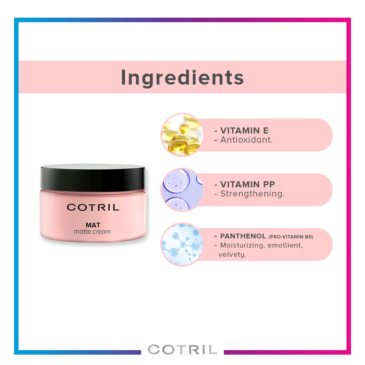 cotril  mat  - matte finish modeling cream 100 ml