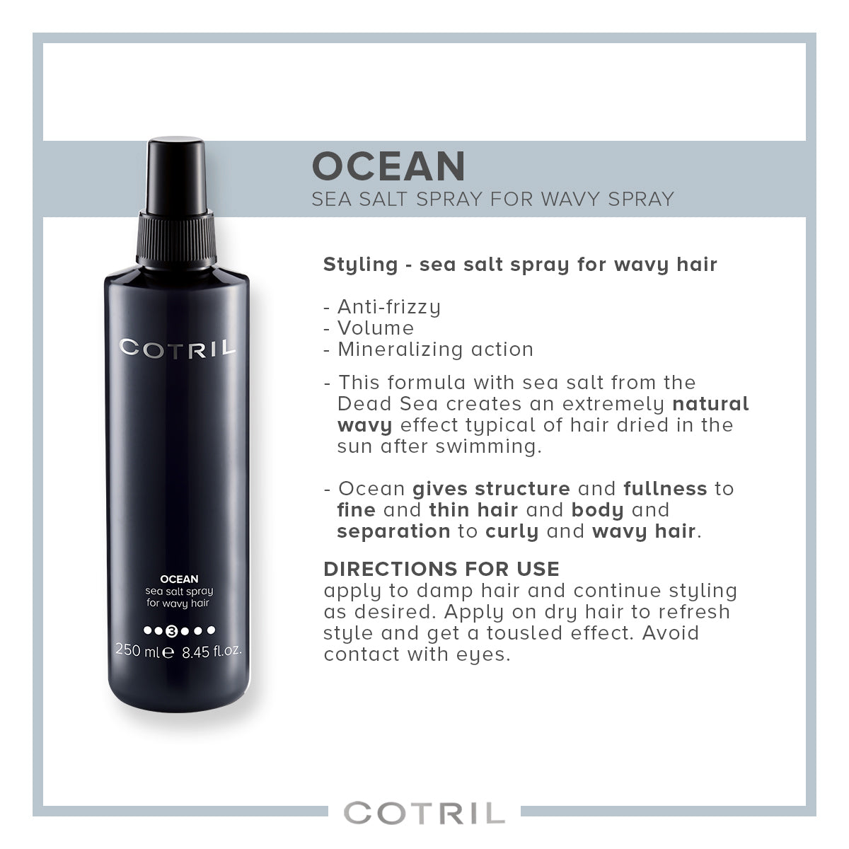 cotril ocean  - sea salt spray for wavy hair 250 ml