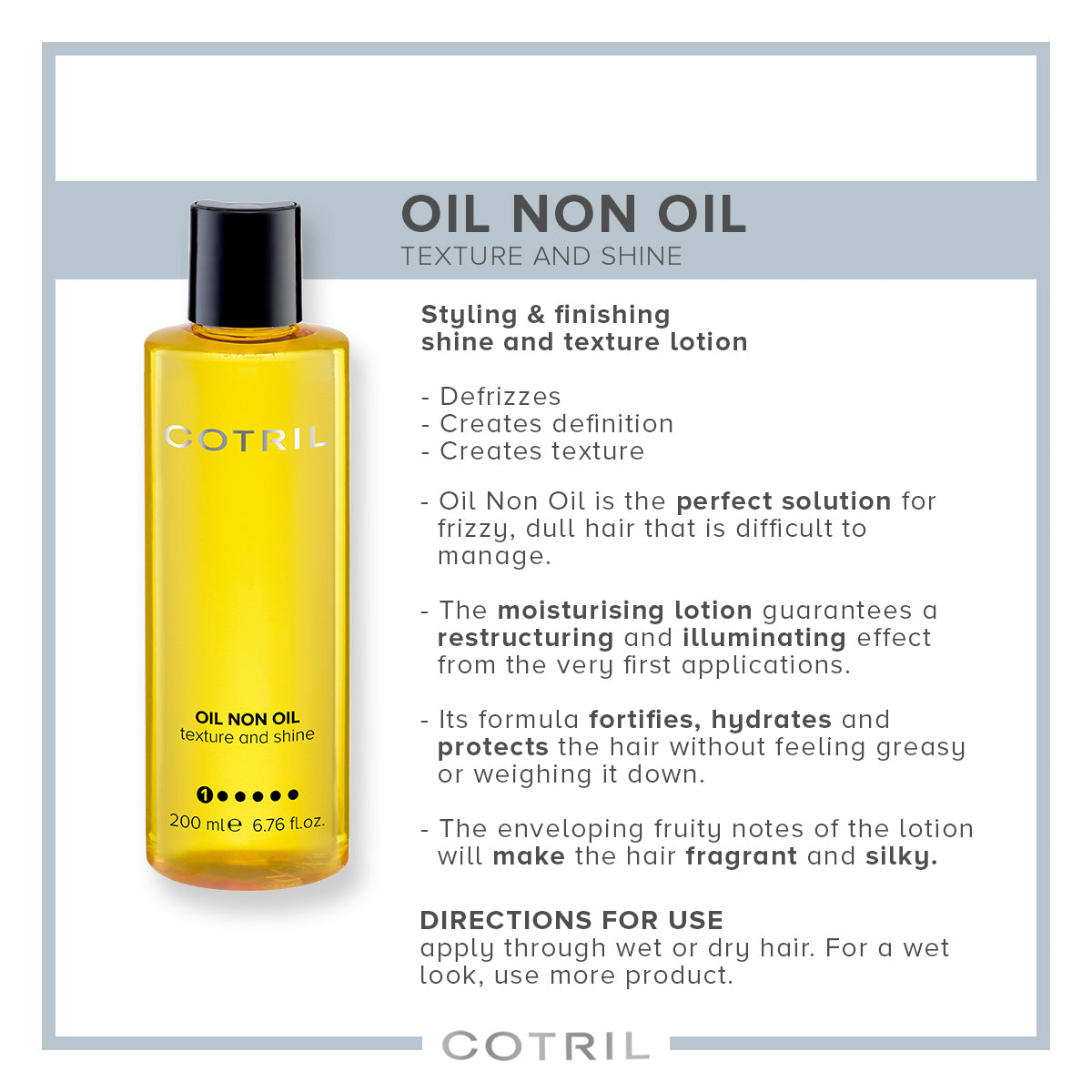 cotril oil non oil - texture and shine  200 ml
