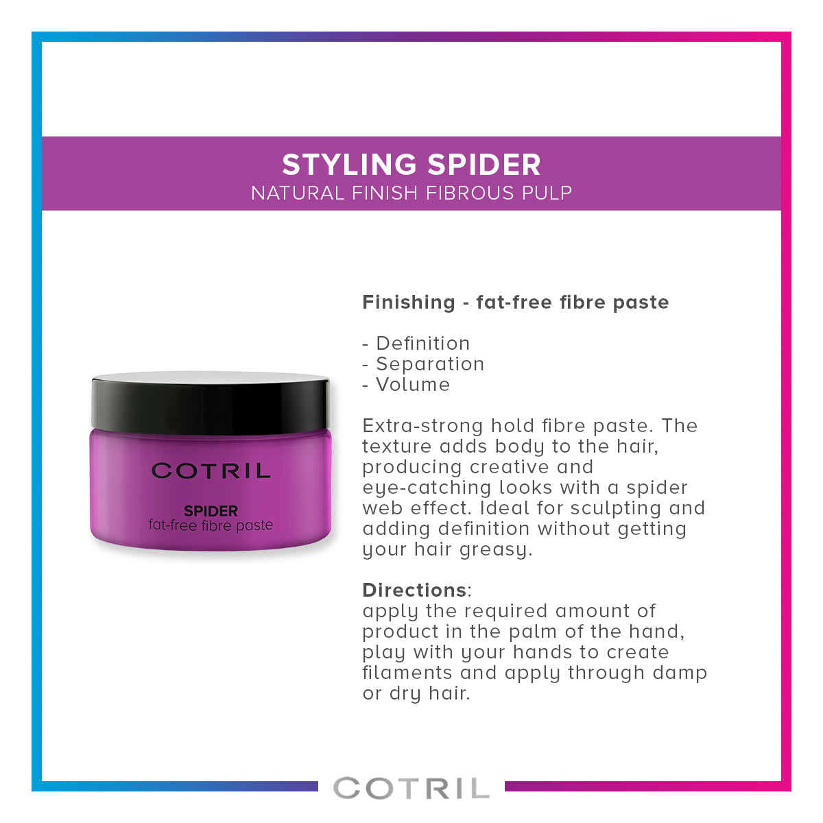 cotril spider  - natural finish fibrous pulp 100 ml