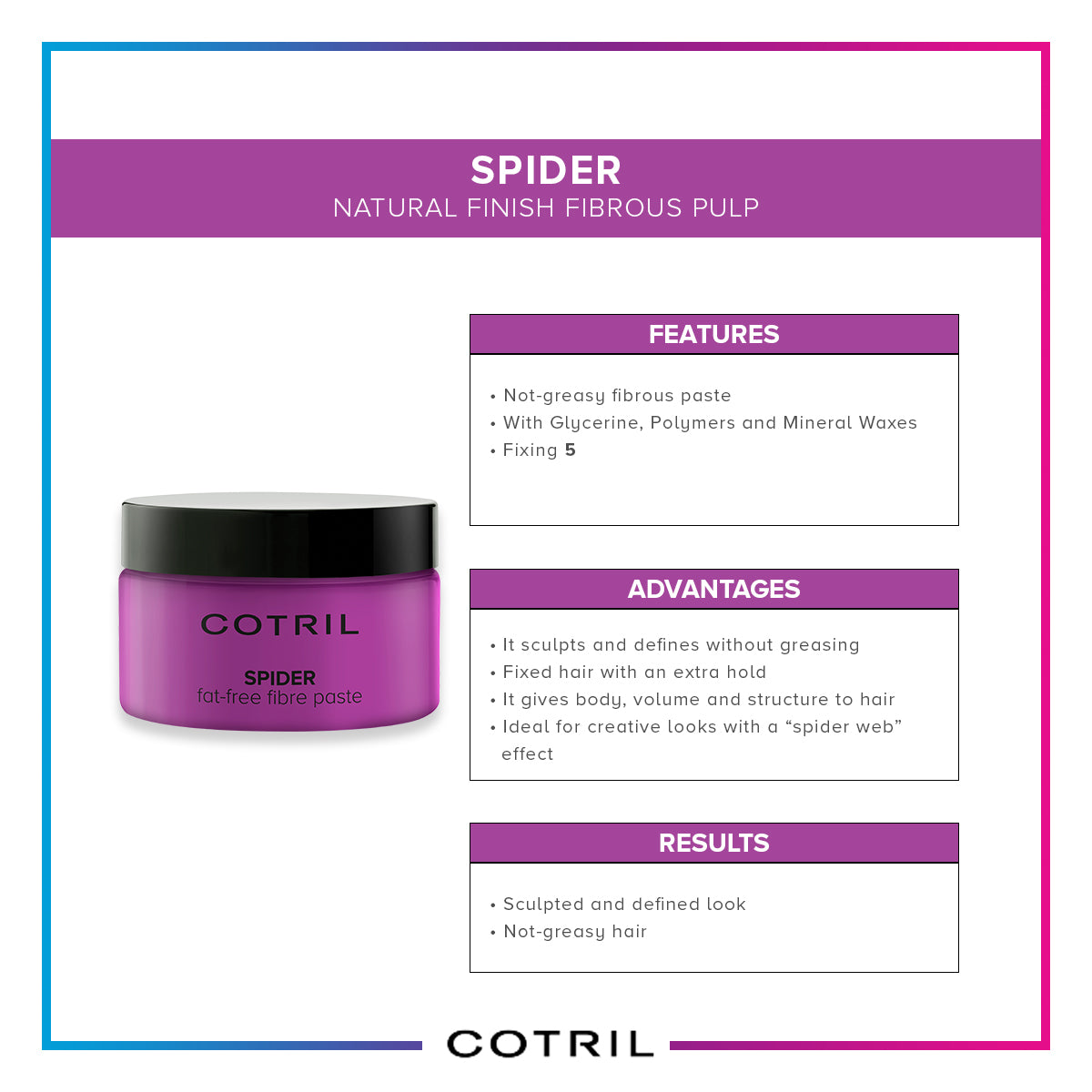 cotril spider  - natural finish fibrous pulp 100 ml