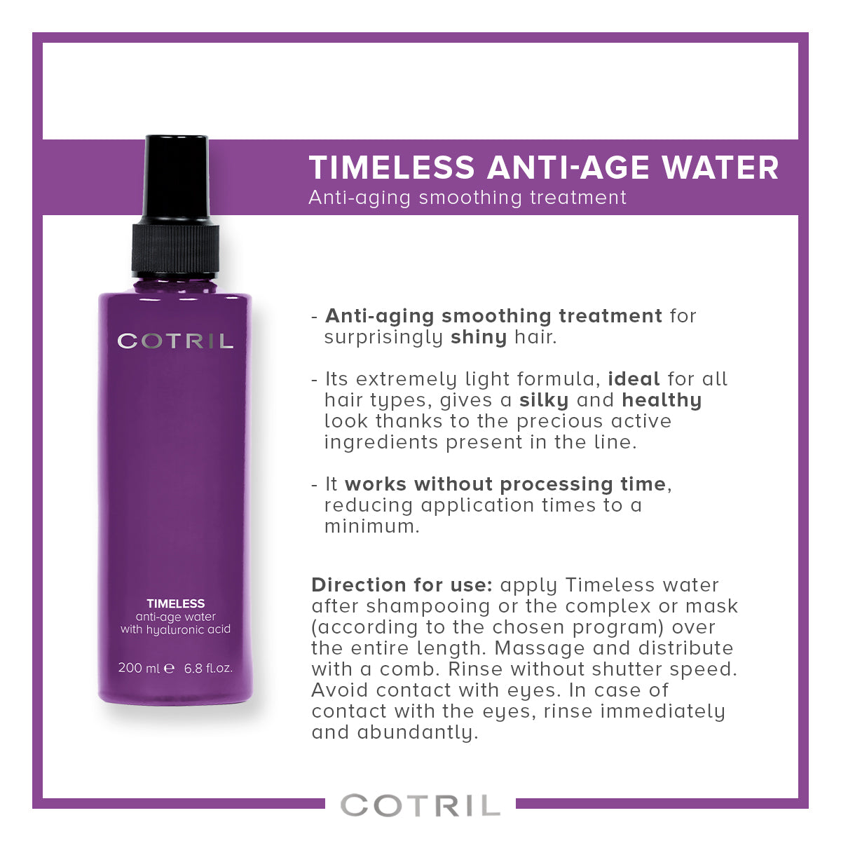 cotril timeless - anti-age water with hyaluronic acid 200 ml