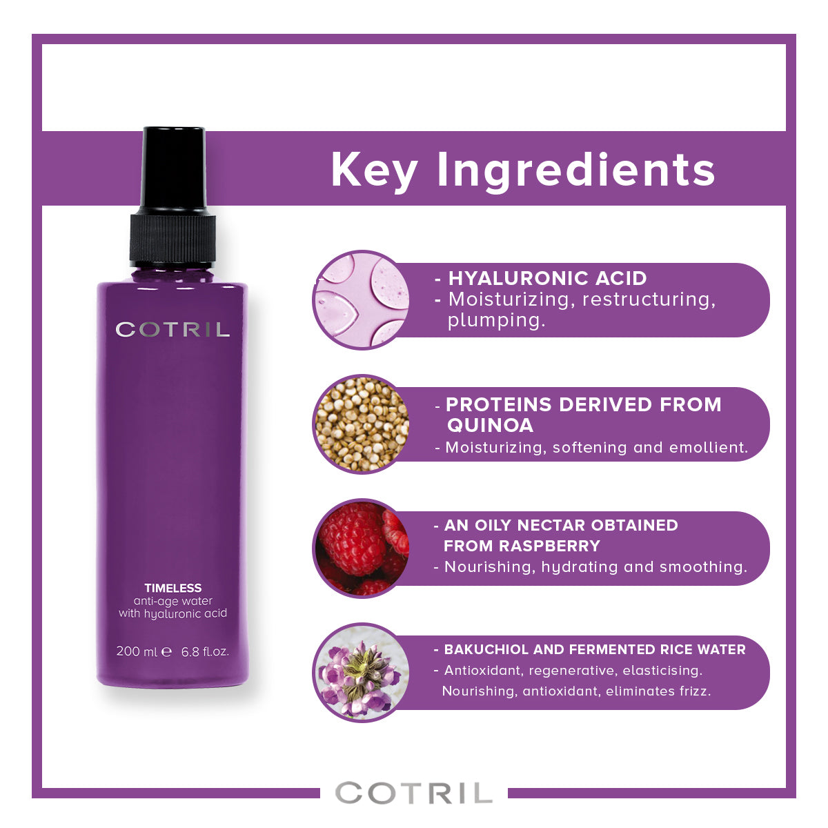 cotril timeless - anti-age water with hyaluronic acid 200 ml