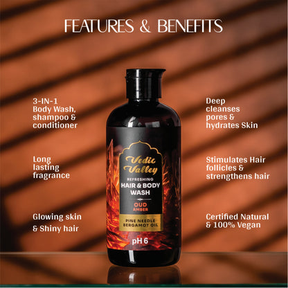 Vedic Valley OUD Amber Hair & Body Wash